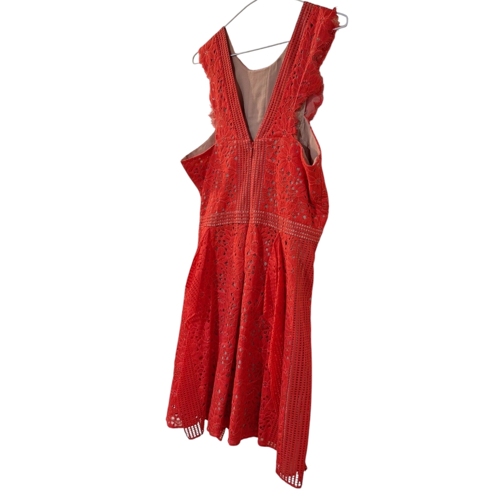 BCBG Red Cut Out Ruffled Mini Dress - Picture 3 of 6